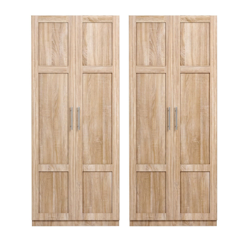 Artiss 2-Door Storage Cabinet Pantry Cupboard Organiser – Pine (Set of 2)