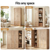 Artiss 2-Door Storage Cabinet Pantry Cupboard Organiser – Pine (Set of 2)