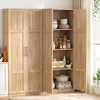 Artiss 2-Door Storage Cabinet Pantry Cupboard Organiser – Pine (Set of 2)