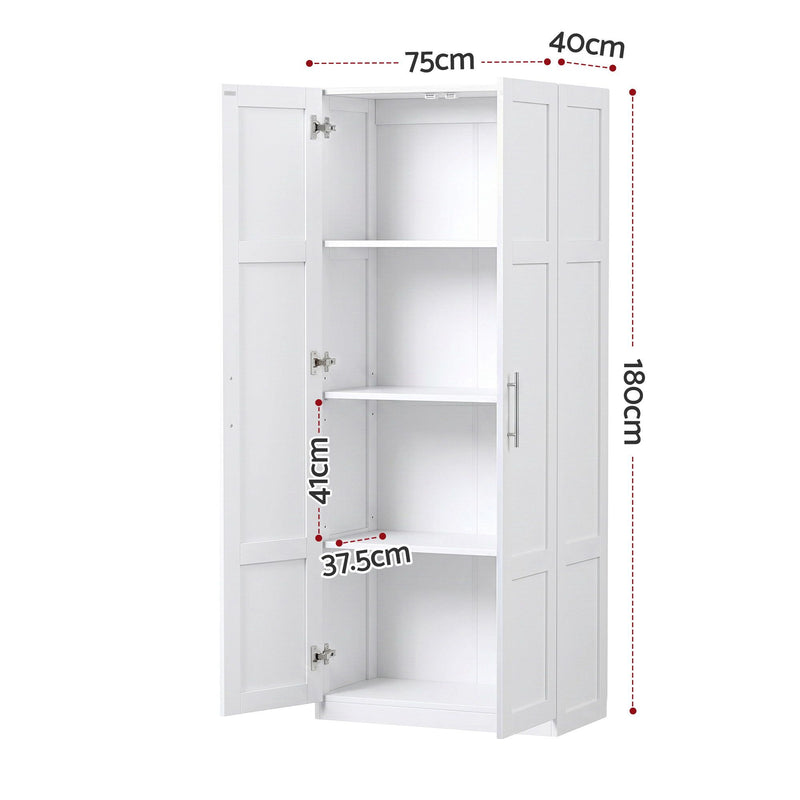 Artiss Pantry Storage Cabinet White Set of 2