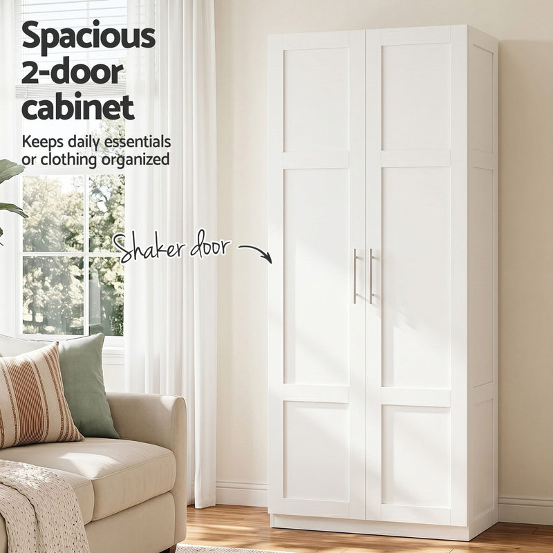 Artiss Pantry Storage Cabinet White Set of 2