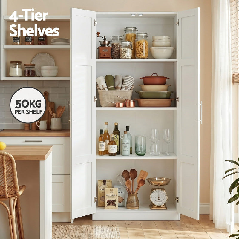 Artiss Pantry Storage Cabinet White Set of 2
