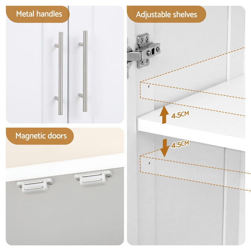 Artiss Pantry Storage Cabinet White Set of 2