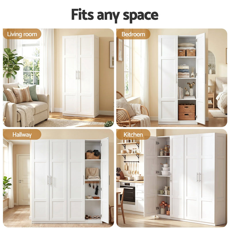 Artiss Pantry Storage Cabinet White Set of 2