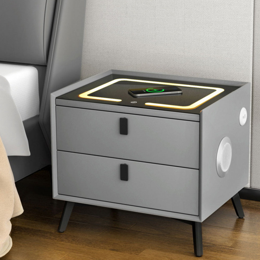 Artiss AIKA Smart Bedside Table – Wireless Charging, Grey