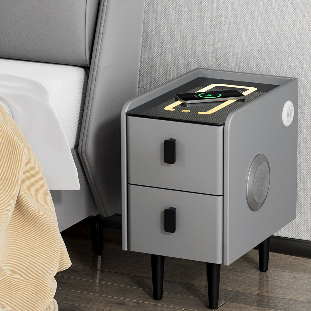 Smart Bedside Table – Grey with Wireless Charging
