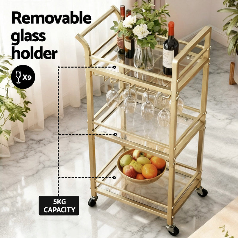 Kitchen Island Trolley Cart – Gold 43cm