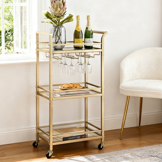 Kitchen Island Trolley Cart – Gold 43cm