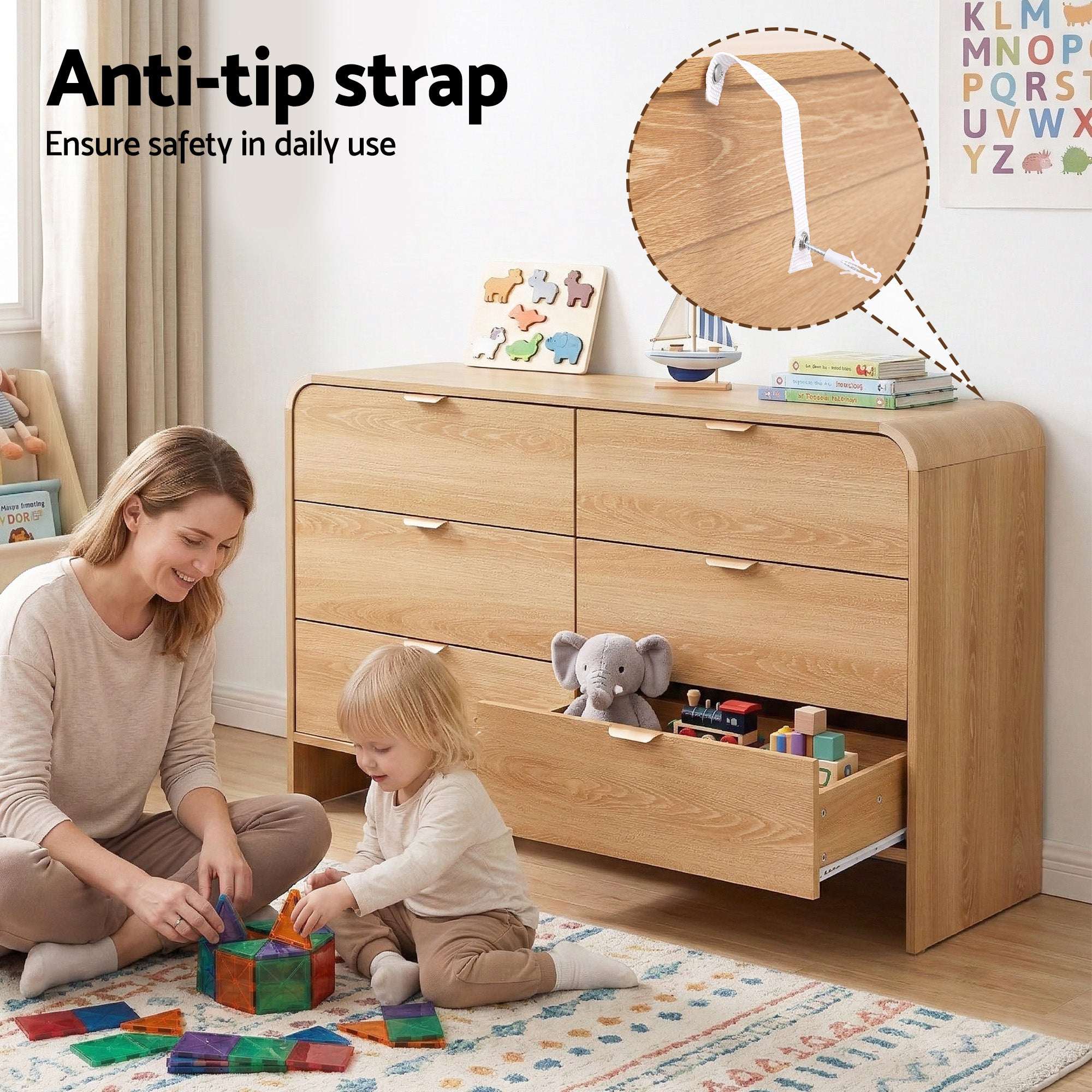 Artiss 6 Drawer Chest Dresser – Pine
