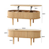 Artiss Lift Top Coffee Table Fluted Oval Storage Table 100cm
