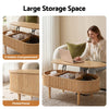Artiss Lift Top Coffee Table Fluted Oval Storage Table 100cm
