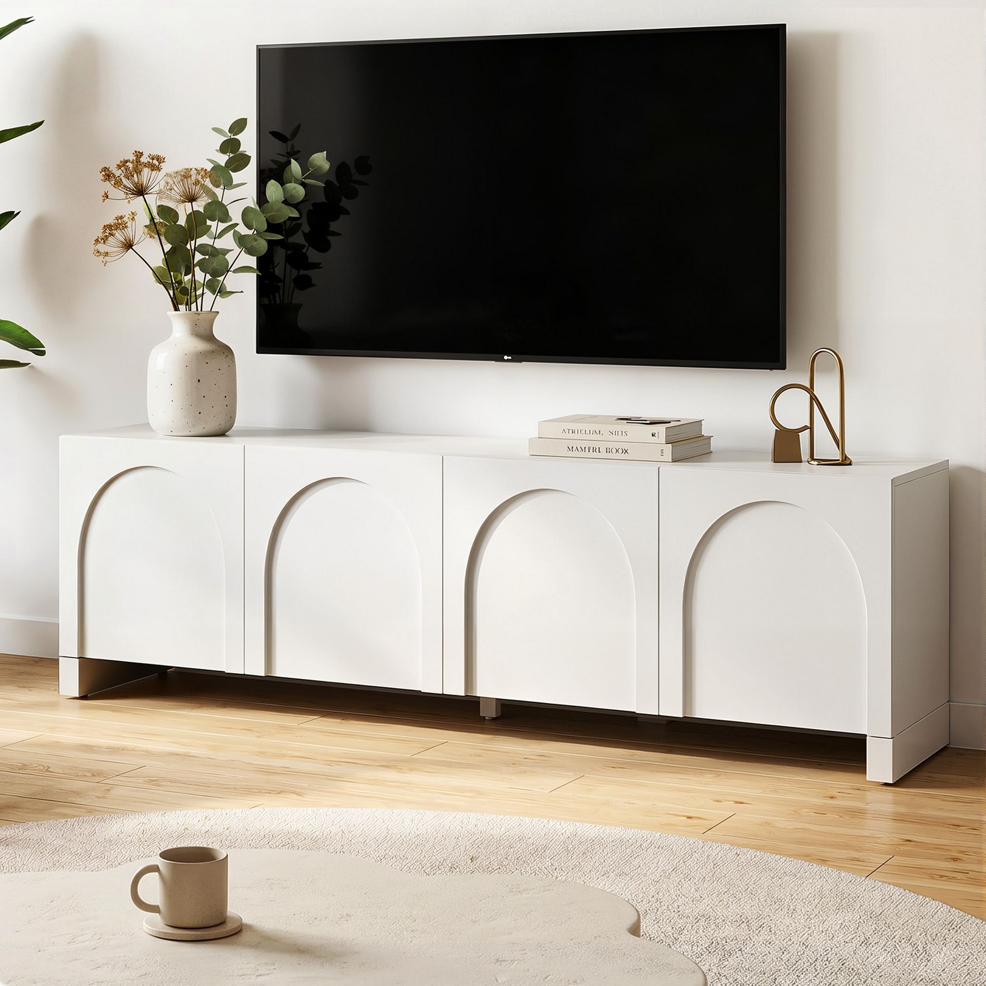 Artiss 180cm TV Entertainment Unit with Storage Cabinet & Adjustable Shelf – White