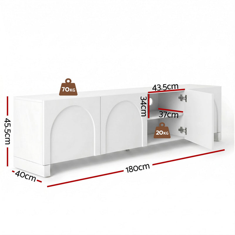 Artiss 180cm TV Entertainment Unit with Storage Cabinet & Adjustable Shelf – White
