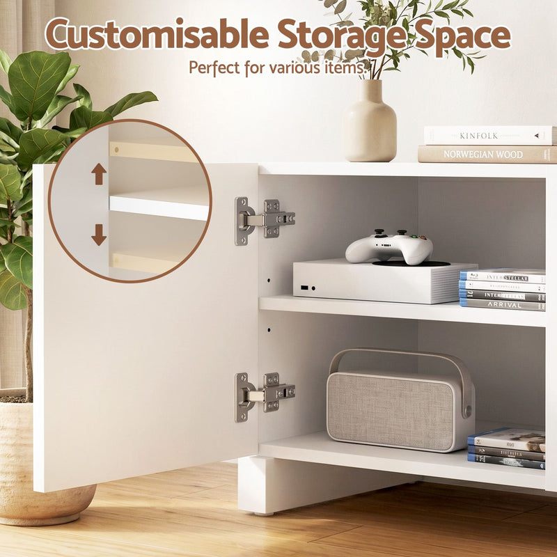 Artiss 180cm TV Entertainment Unit with Storage Cabinet & Adjustable Shelf – White