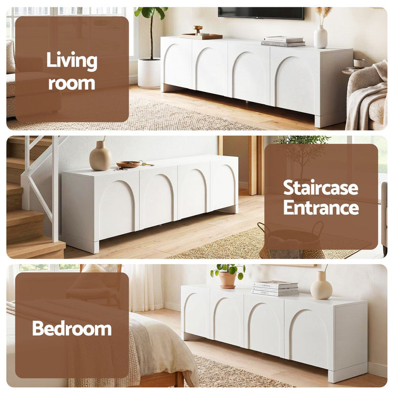 Artiss 180cm TV Entertainment Unit with Storage Cabinet & Adjustable Shelf – White
