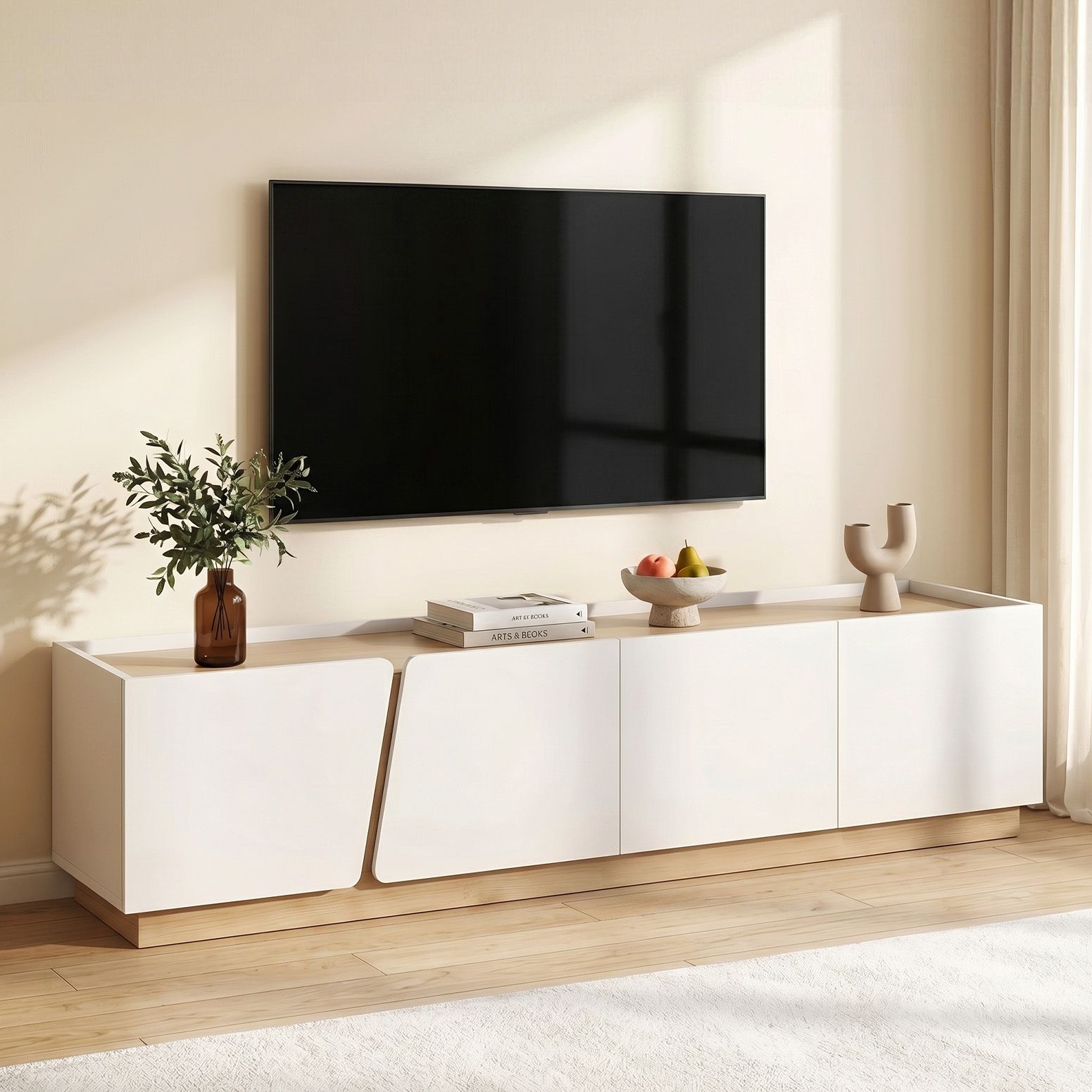 Artiss 180cm TV Unit Entertainment Cabinet Storage White & Pine