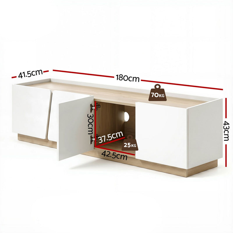 Artiss 180cm TV Unit Entertainment Cabinet Storage White & Pine