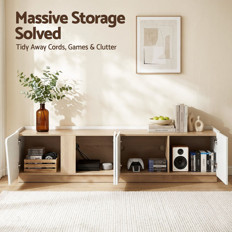 Artiss 180cm TV Unit Entertainment Cabinet Storage White & Pine