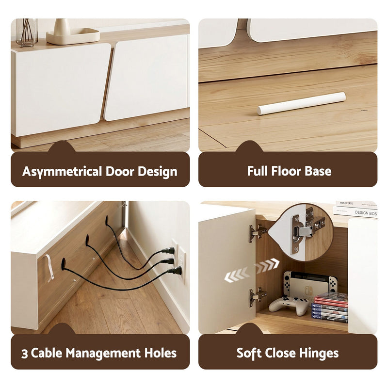 Artiss 180cm TV Unit Entertainment Cabinet Storage White & Pine