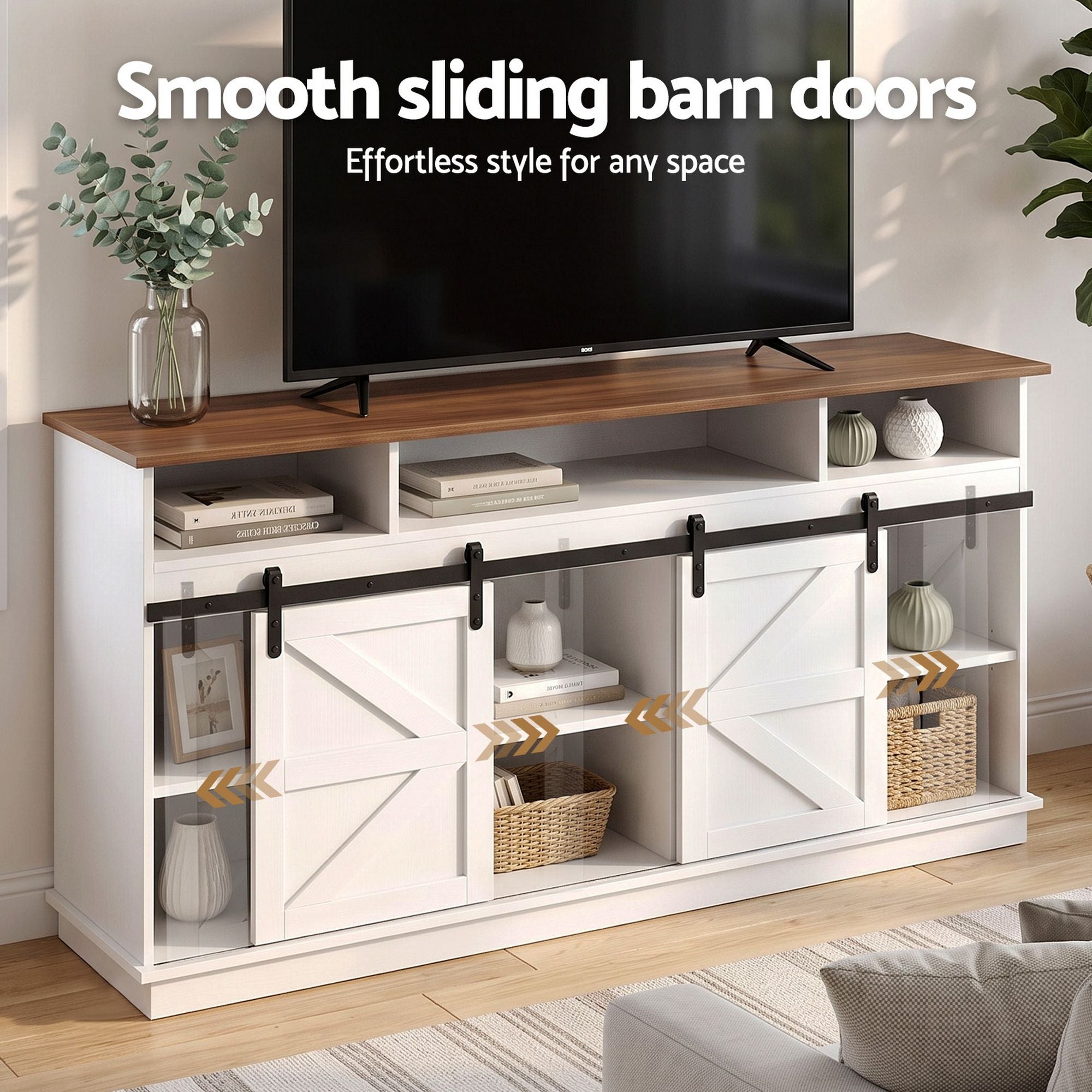 Artiss 150cm Buffet Sideboard Cabinet with Sliding Doors White