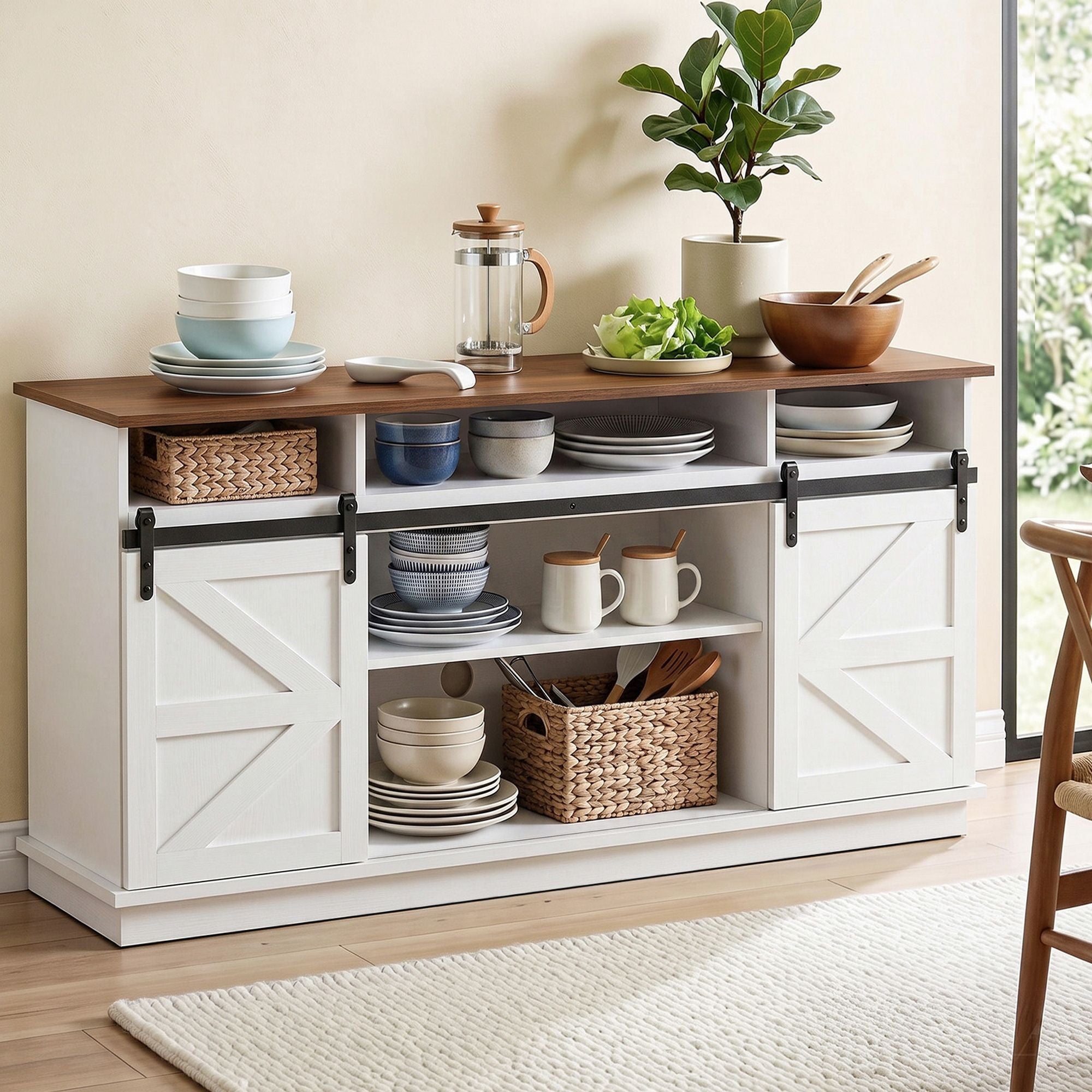 Artiss 150cm Buffet Sideboard Cabinet with Sliding Doors White