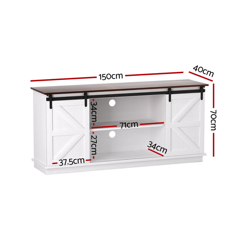 Buffet Sideboard Storage Cabinet – White, Sliding Doors