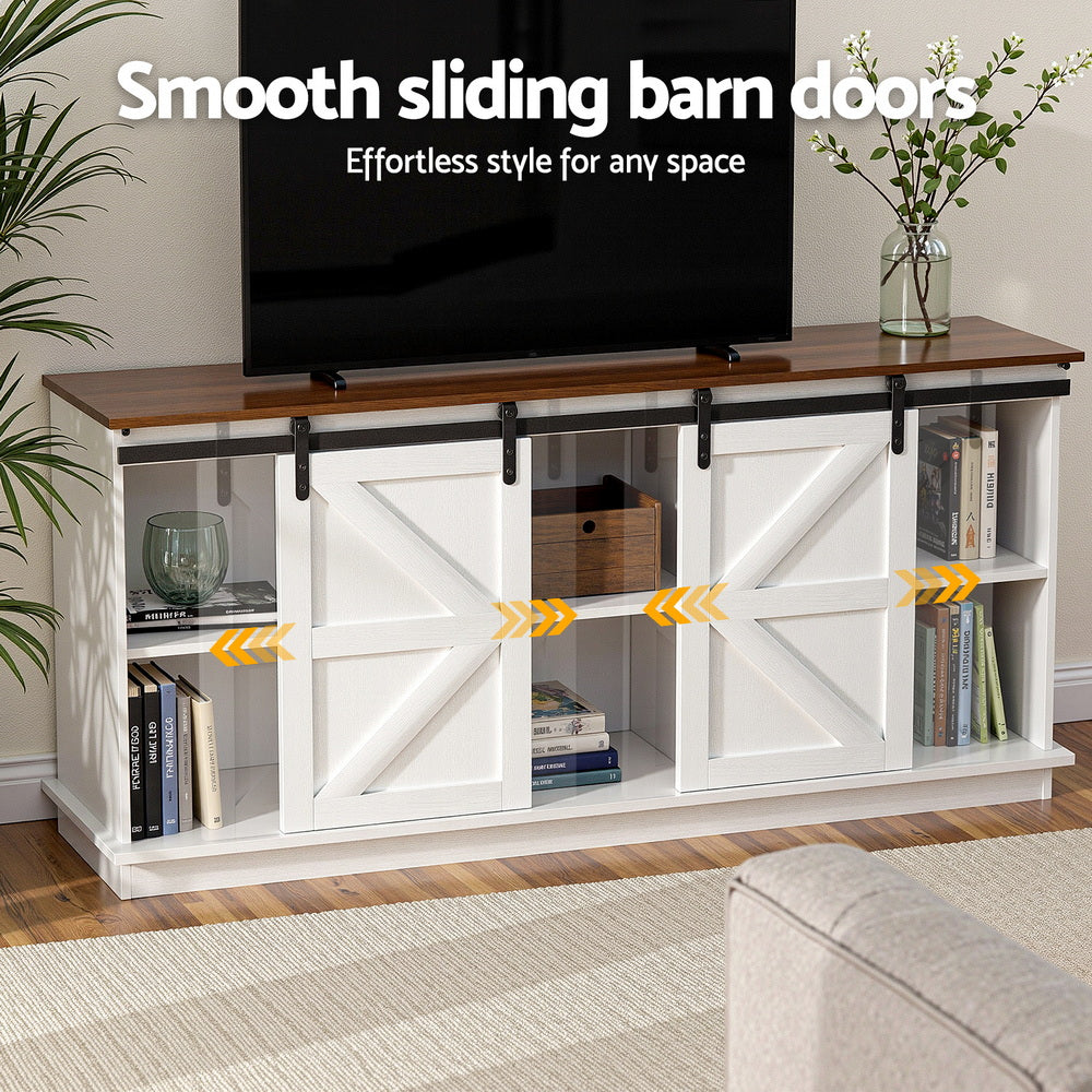 Buffet Sideboard Storage Cabinet – White, Sliding Doors
