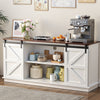 Buffet Sideboard Storage Cabinet – White, Sliding Doors