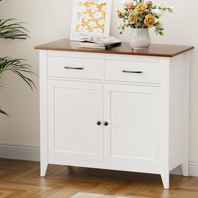 Buffet Sideboard Storage Cabinet – White, 2 Drawers