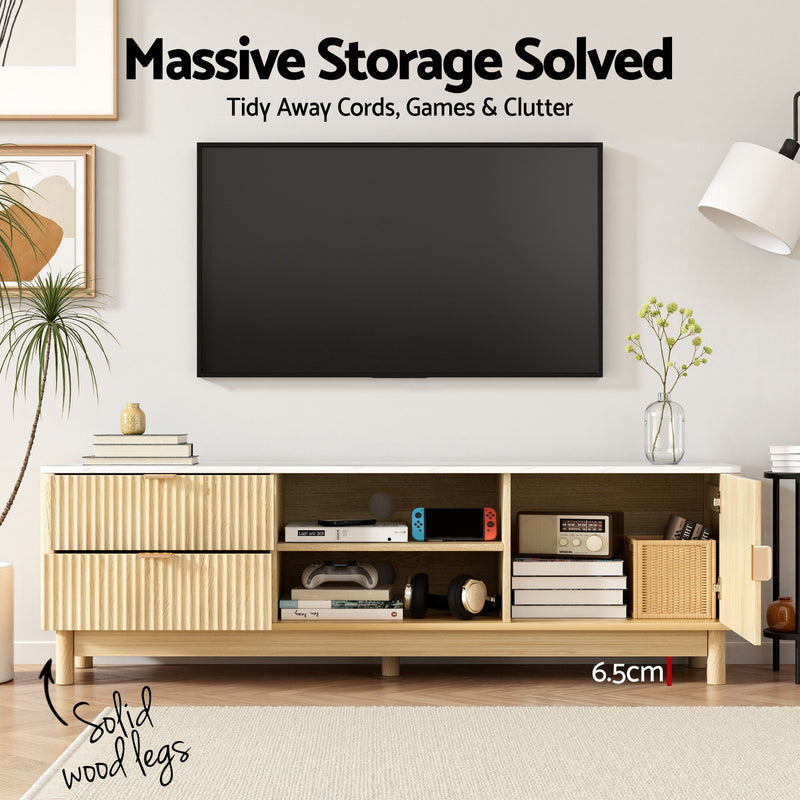 Artiss TV Unit & Coffee Table Set – Pine Storage Drawers