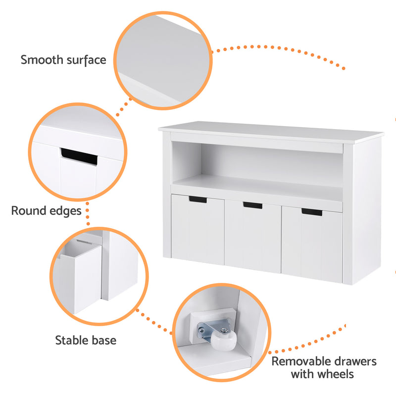 Kids Bookshelf with 3 Drawers – Book & Toy Organiser