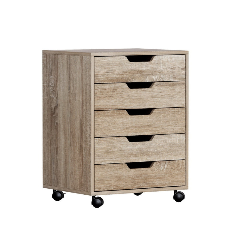 5-Drawer Mobile Filing Cabinet – Beige