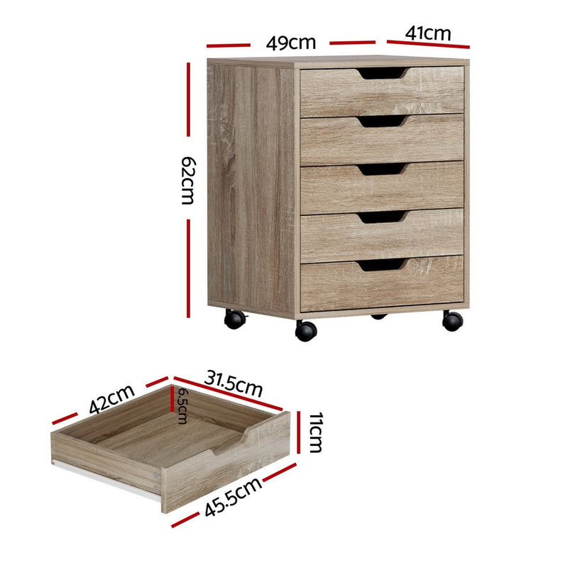 5-Drawer Mobile Filing Cabinet – Beige