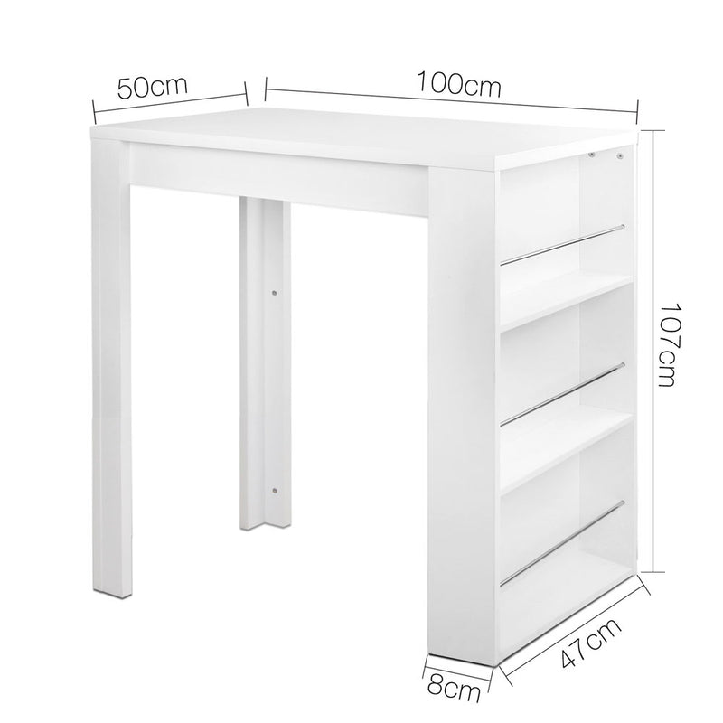 White Bar Table 3-tier Storage