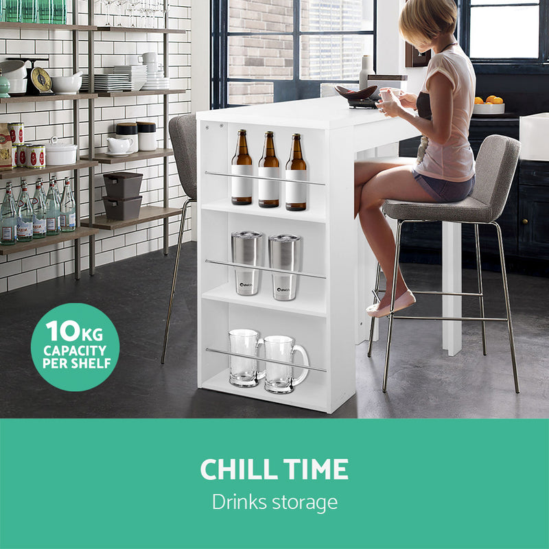 White Bar Table 3-tier Storage
