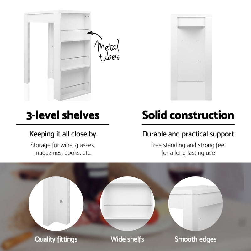 White Bar Table 3-tier Storage