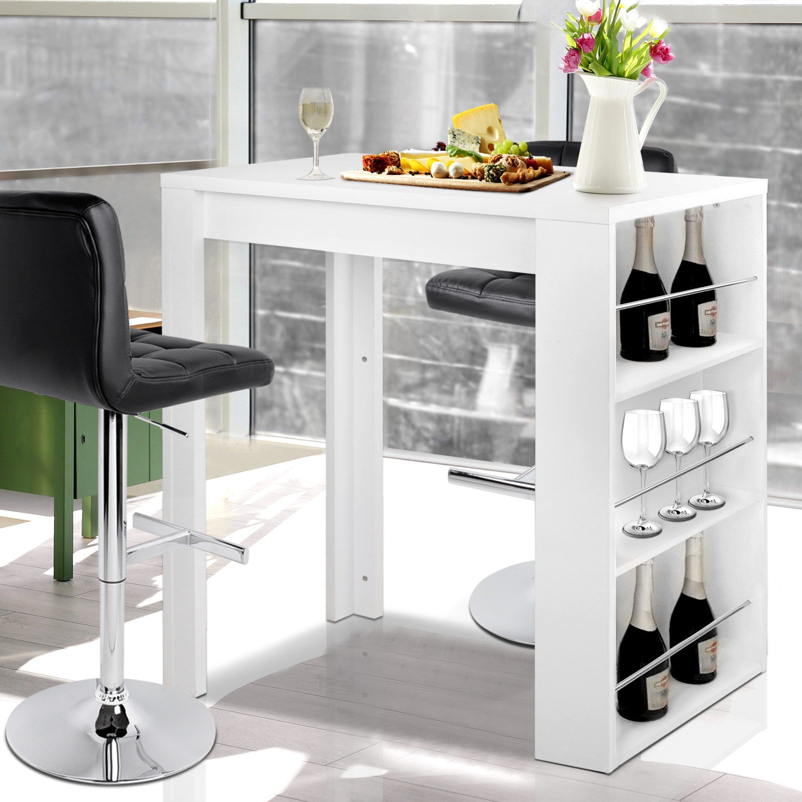 White Bar Table 3-tier Storage