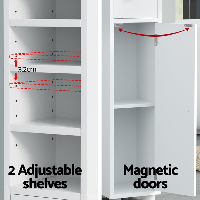 Artiss Tall Slim Bathroom Storage Cabinet 180cm