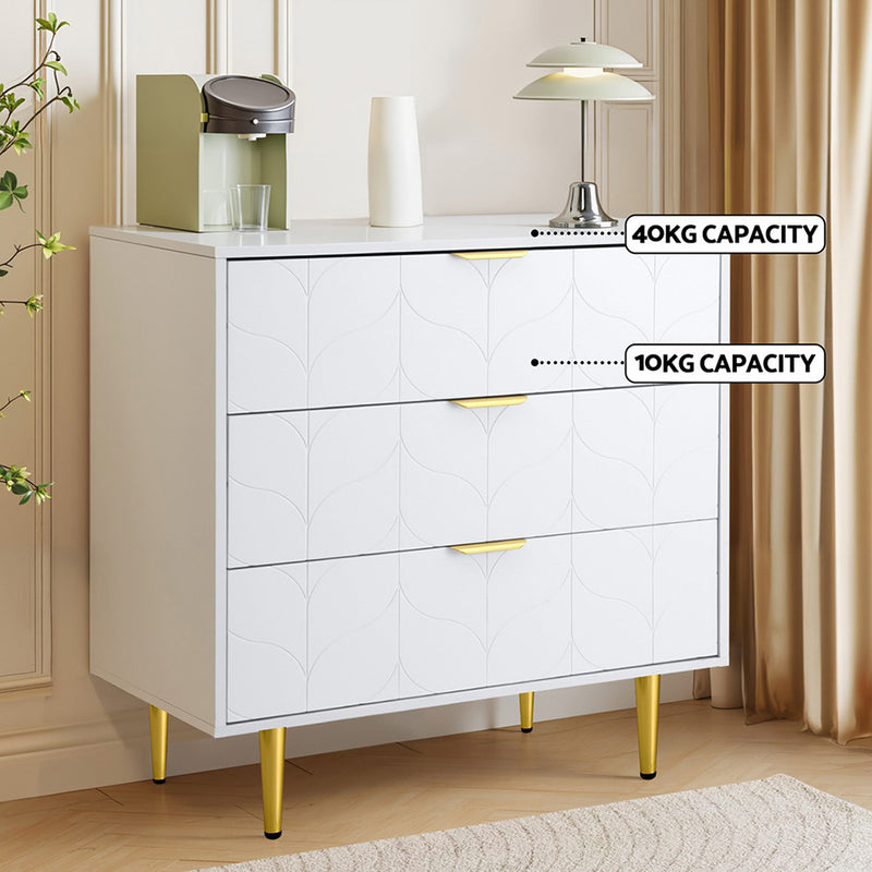 White 3-Drawer Lowboy Cabinet