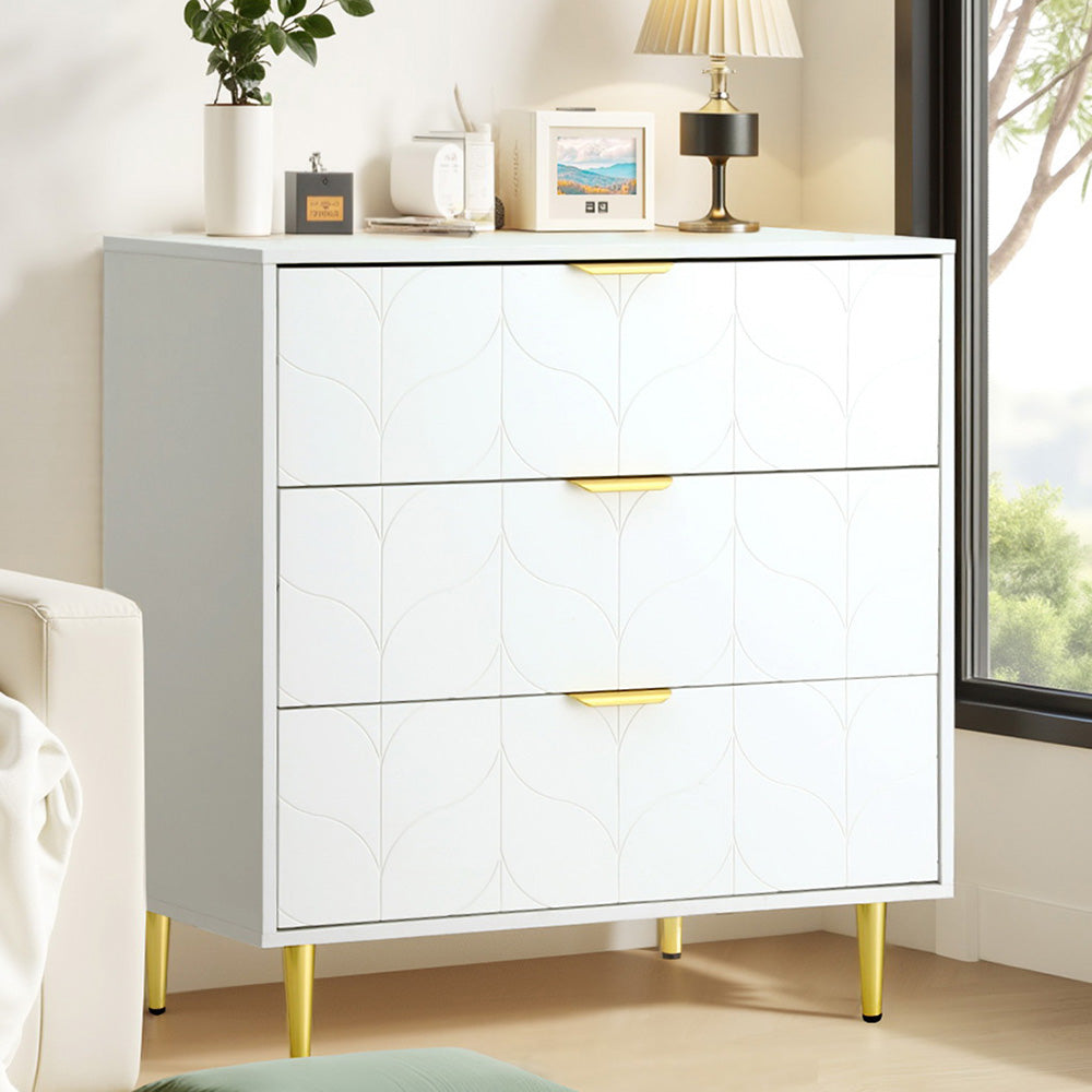 White 3-Drawer Lowboy Cabinet