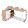 Computer Desk Swivelling L shape Home Office Storage Cabinet Oak
