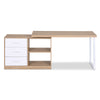 Computer Desk Swivelling L shape Home Office Storage Cabinet Oak