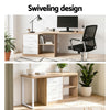 Computer Desk Swivelling L shape Home Office Storage Cabinet Oak