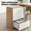 Computer Desk Swivelling L shape Home Office Storage Cabinet Oak