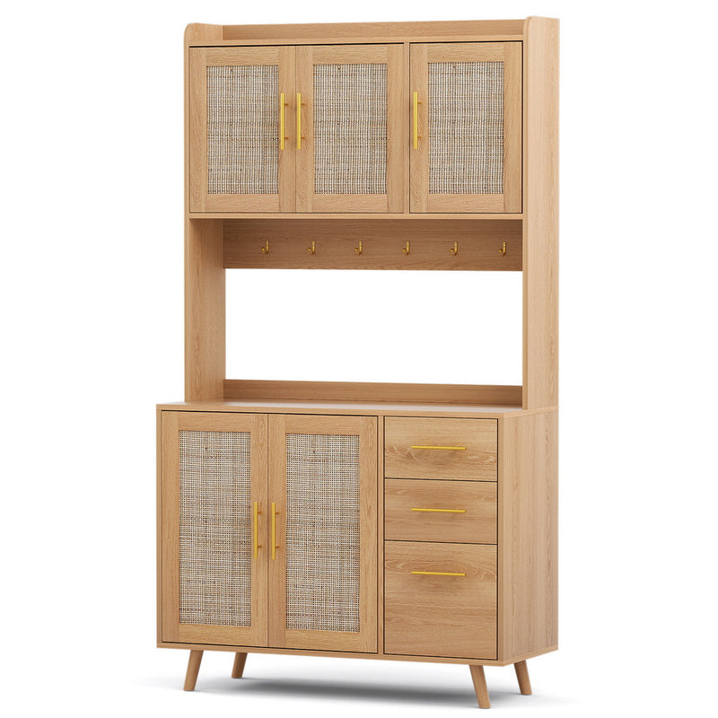 Buffet Sideboard with Hutch – Pine Rattan