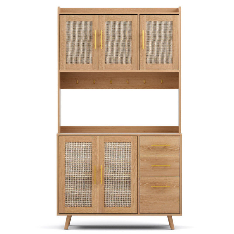 Buffet Sideboard with Hutch – Pine Rattan