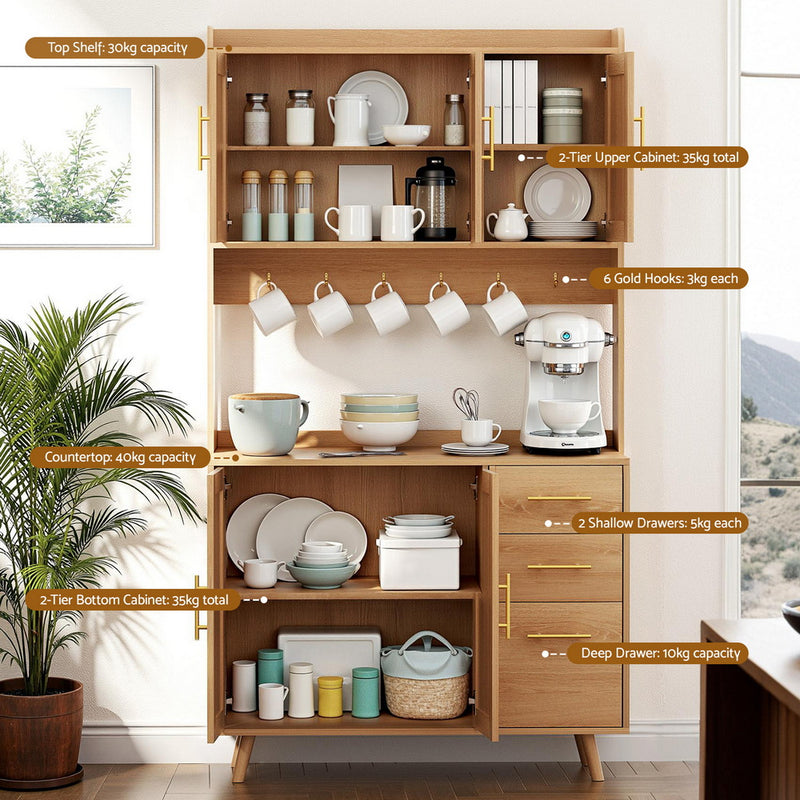 Buffet Sideboard with Hutch – Pine Rattan