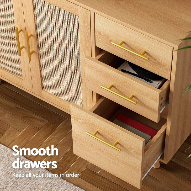Buffet Sideboard with Hutch – Pine Rattan