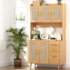 Buffet Sideboard with Hutch – Pine Rattan