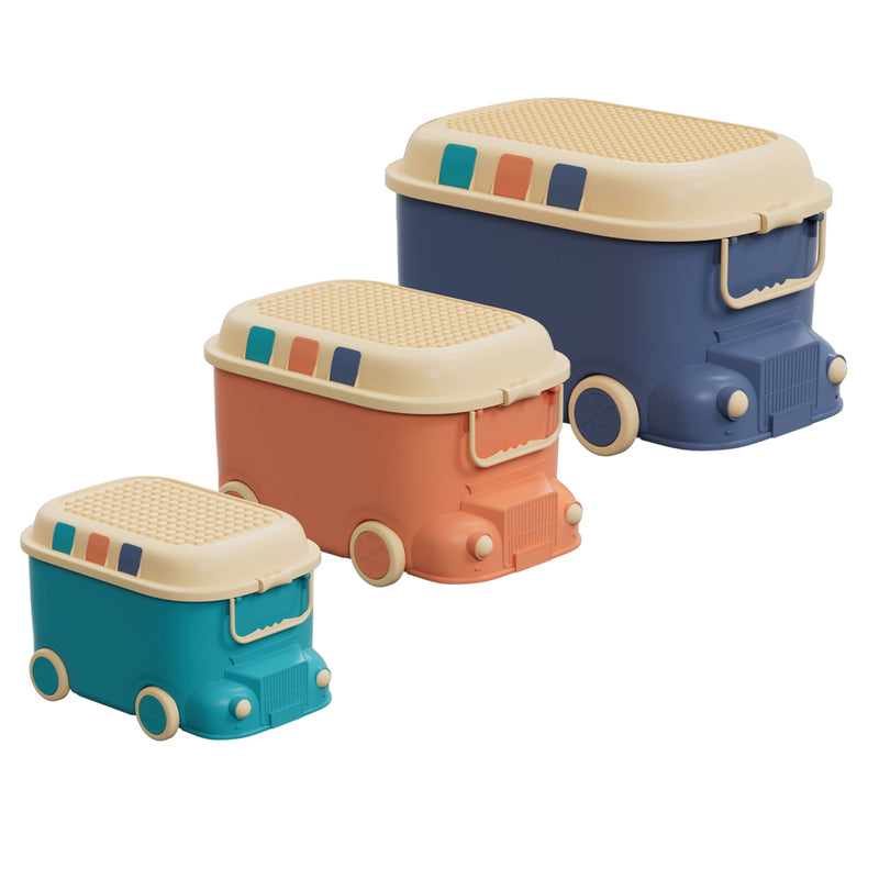 3PCS Car-Shaped Toy Storage Boxes